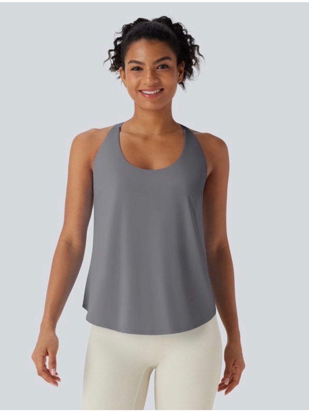 HALARA Gray Scoop Neck Flow Tank